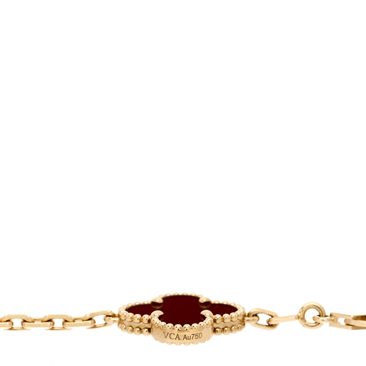 Van Cleef & Arpels 18K Yellow Gold Carnelian 5 Motifs Vintage Alhambra Bracelet 3 of 5