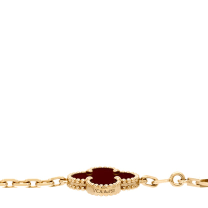Van Cleef & Arpels 18K Yellow Gold Carnelian 5 Motifs Vintage Alhambra Bracelet 3 of 5
