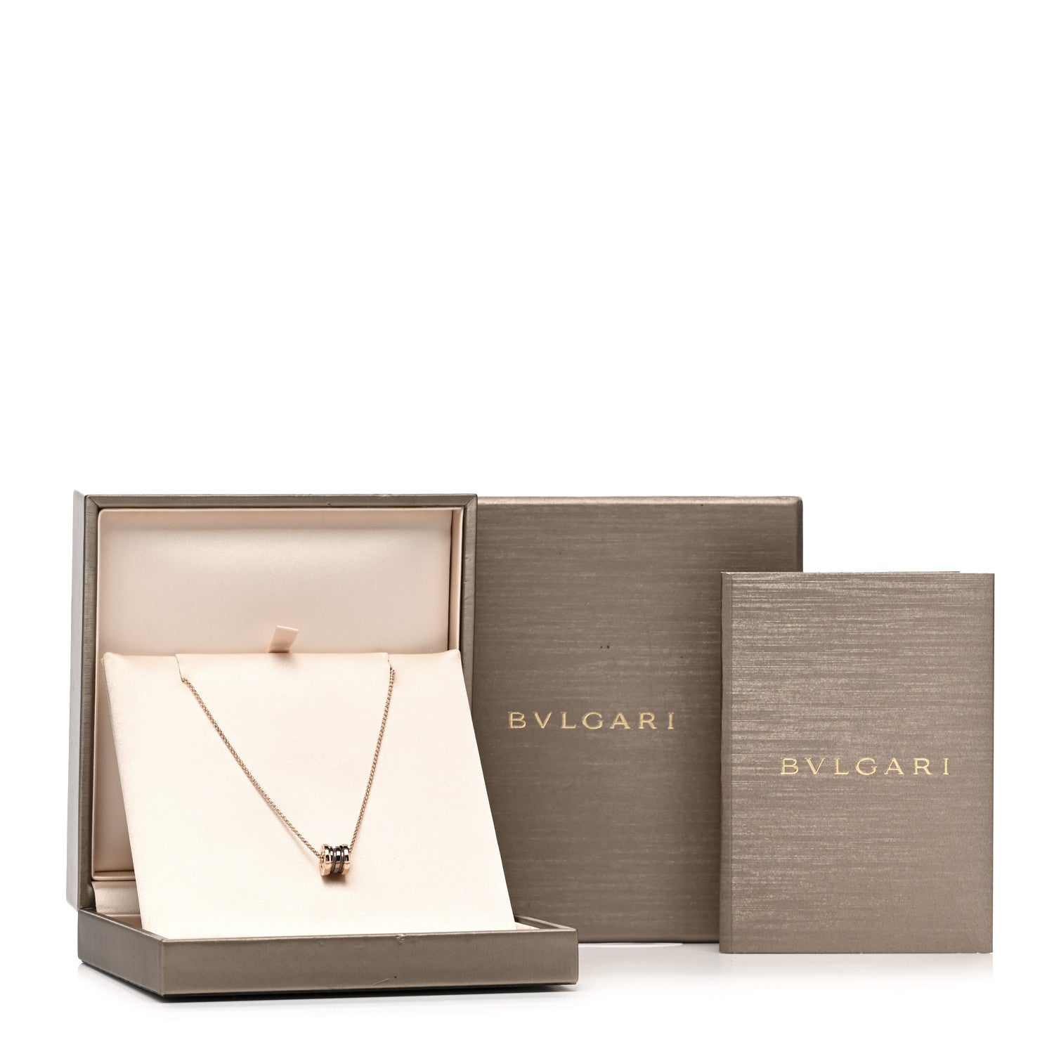 Bulgari 18K Rose Gold Cermet Small B.Zero1 Pendant Necklace 6 of 6