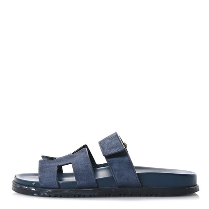 Hermes Suede Goatskin Womens Chypre Sandals 38 Bleu Celeste 1 of 10