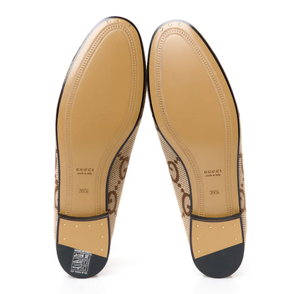 Gucci Monogram Jumbo GG Malaga Kid Horsebit Womens Jordaan Loafers 39.5 Camel Ebony New Acero Beige 6 of 10