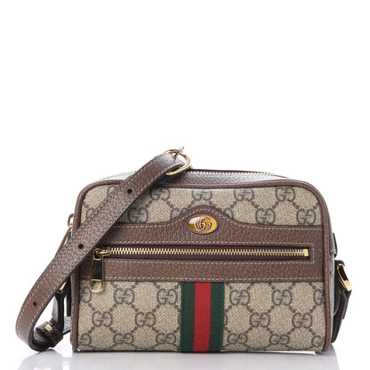 Gucci GG Supreme Monogram Web Mini Ophidia Shoulder Bag Brown 1 of 8