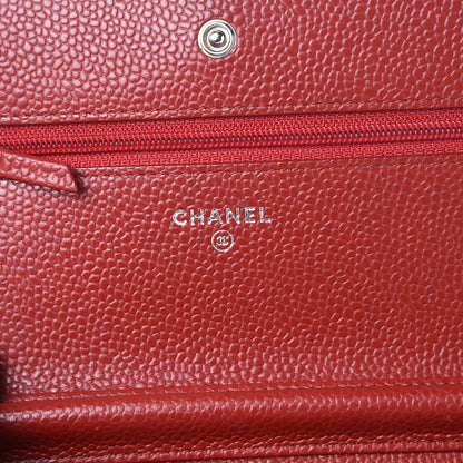 Chanel Caviar Quilted Wallet on Chain WOC Red 6 of 11