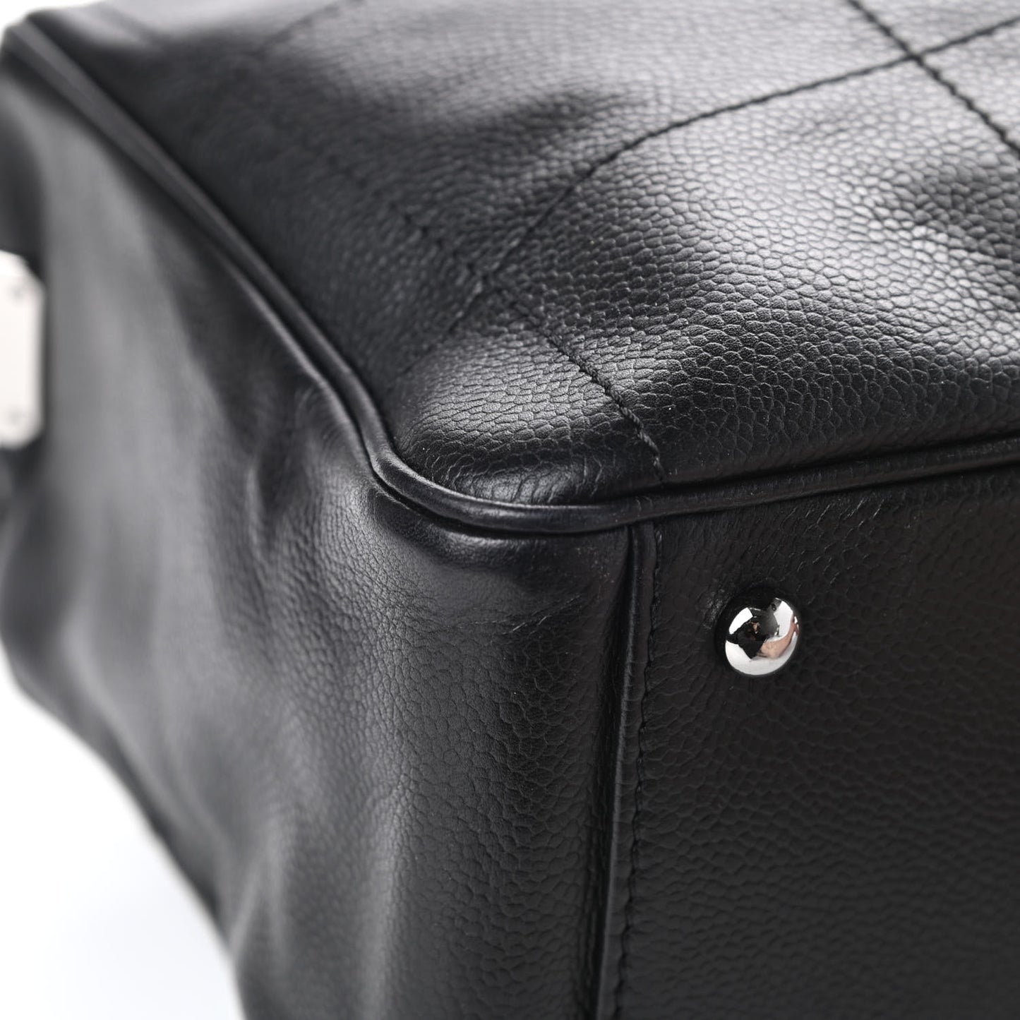 Caviar Square Stitched Large Tote Black