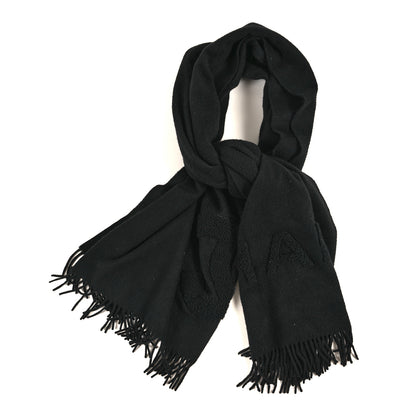Chanel Cashmere Fringe Stole Scarf Black 1 of 5