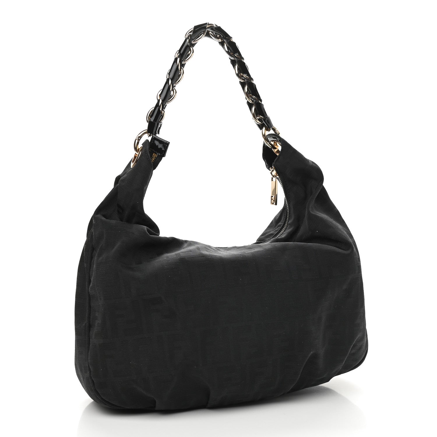 Fendi Zucca Enamel Mia Hobo Black 2 of 9