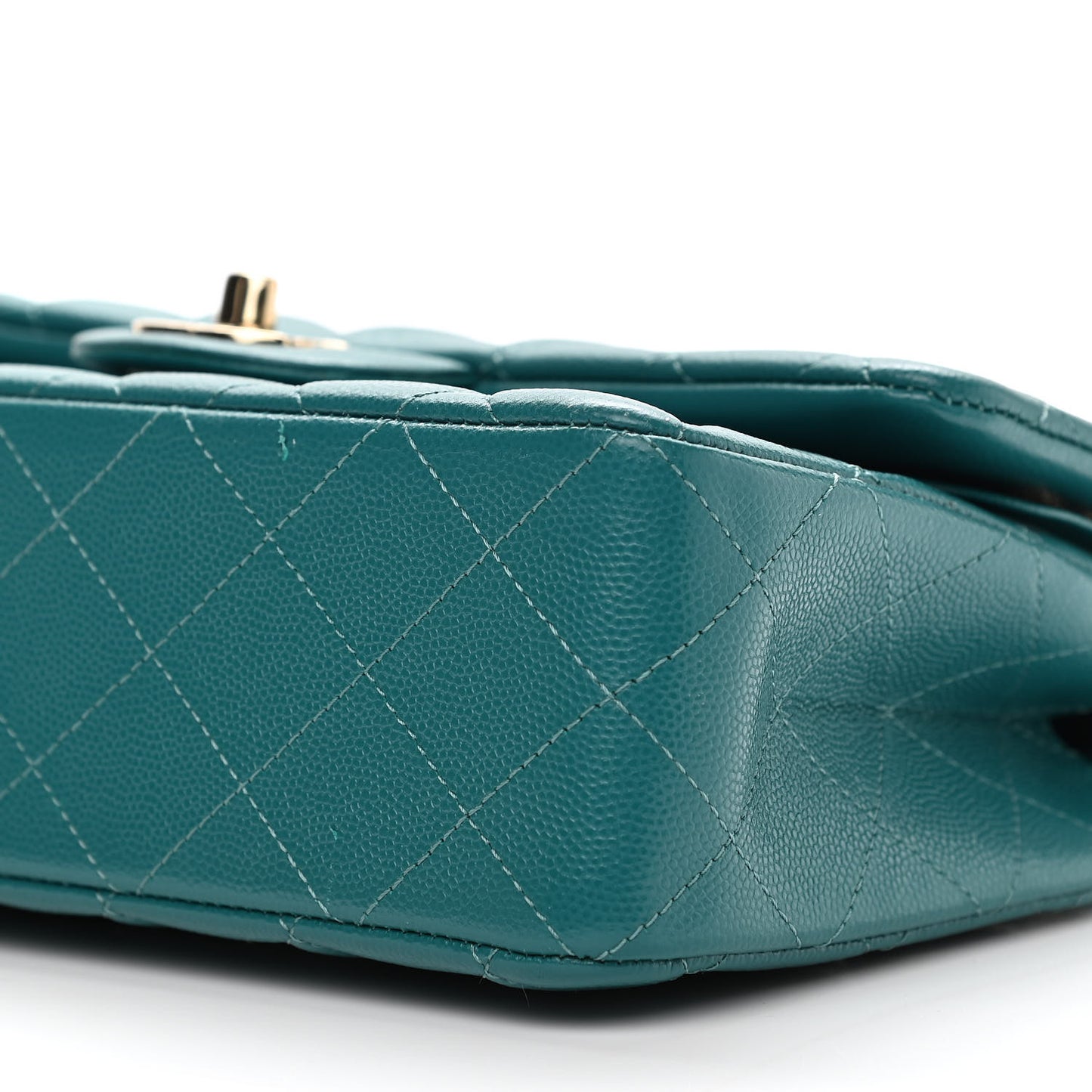 Caviar Quilted Small Double Flap Green