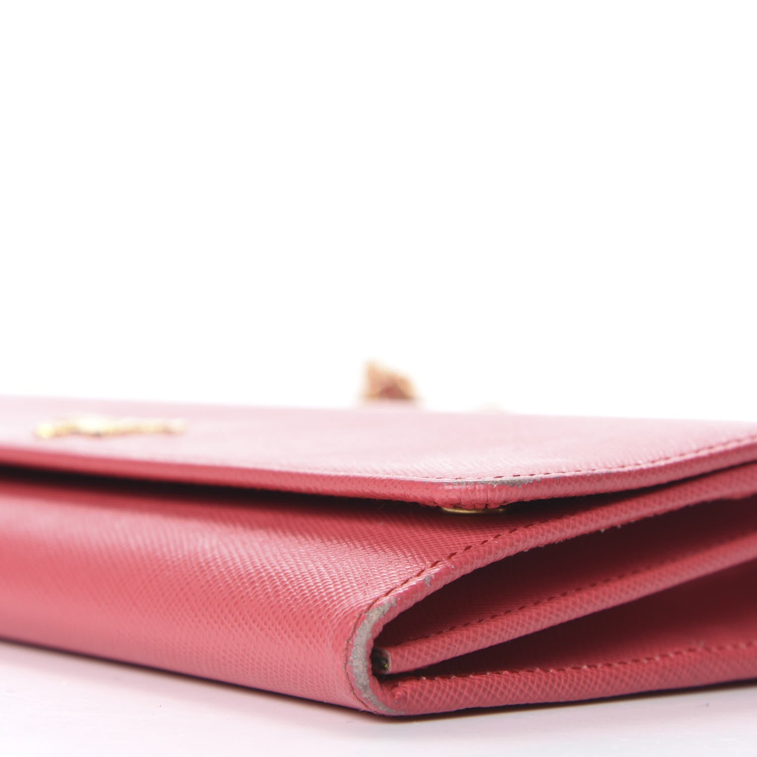 Prada Saffiano Metal Oro Chain Wallet Fragola 7 of 10