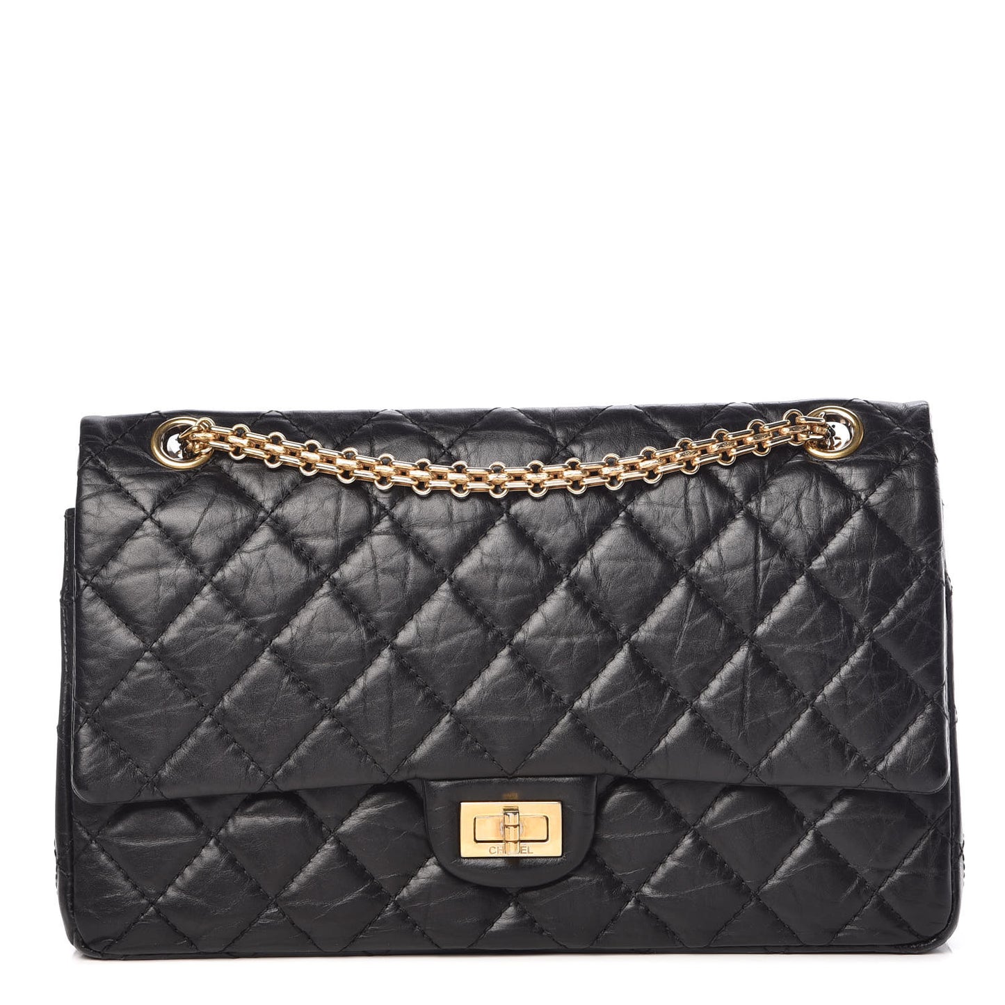 Aged Calfskin Quilted 2.55 Reissue 226 Flap Black