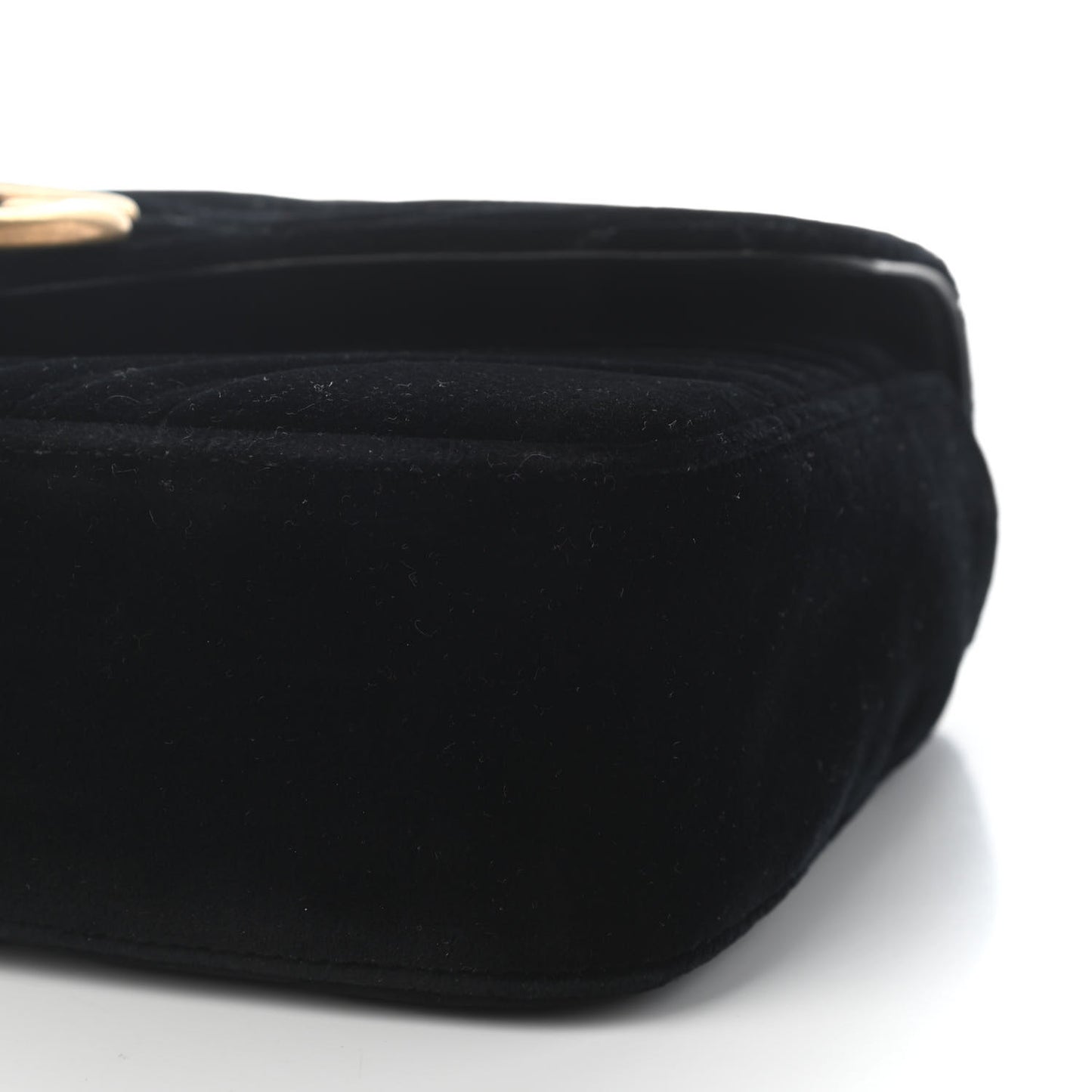 Velvet Matelasse Medium GG Marmont Shoulder Bag Black