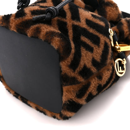 Fendi Shearling Vitello Dolce F is Fendi Macro FF 1974 Mini Mon Tresor Bucket Bag Tobacco Black 11 of 11