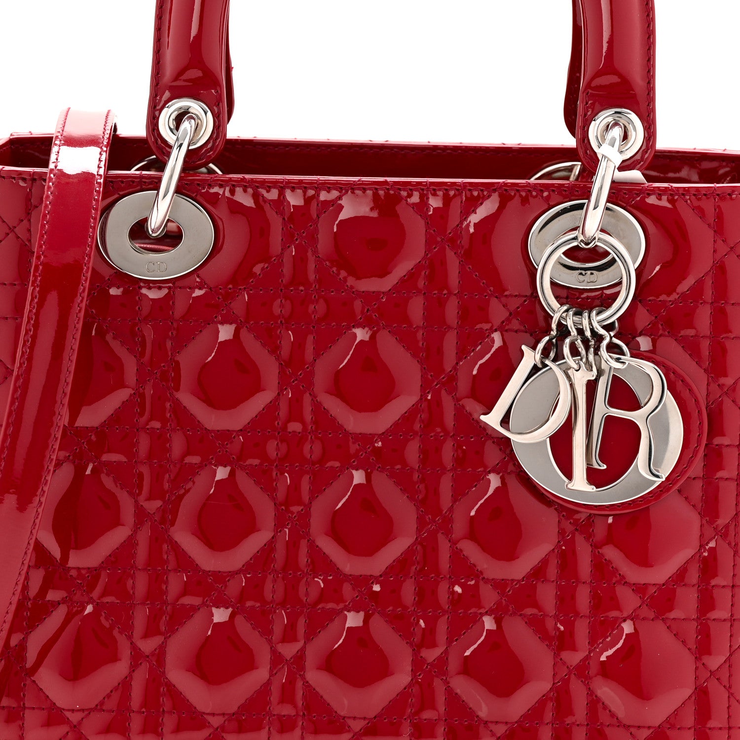 Christian Dior Patent Cannage Medium Lady Dior Red 8 of 10