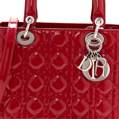 Christian Dior Patent Cannage Medium Lady Dior Red 8 of 10