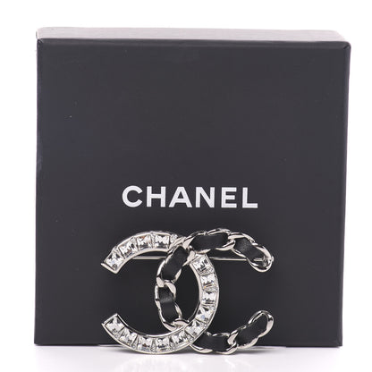 Chanel Lambskin Baguette Crystal CC Brooch Black Silver 5 of 5