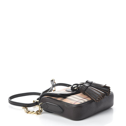 Burberry Haymarket Check Mini Tassel Crossbody Bag Chocolate 3 of 7