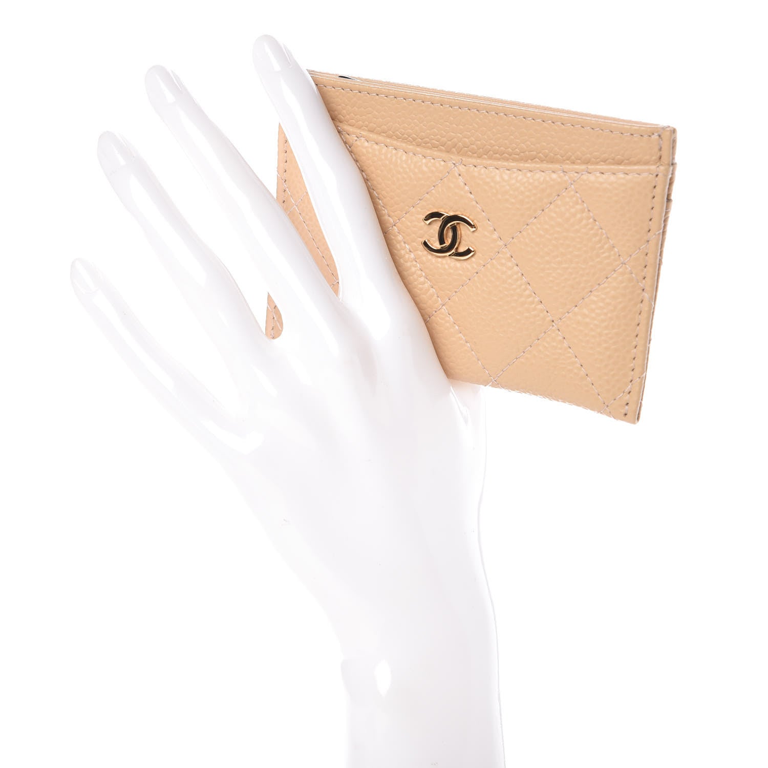 Chanel Caviar Quilted Card Holder Beige 2 of 9