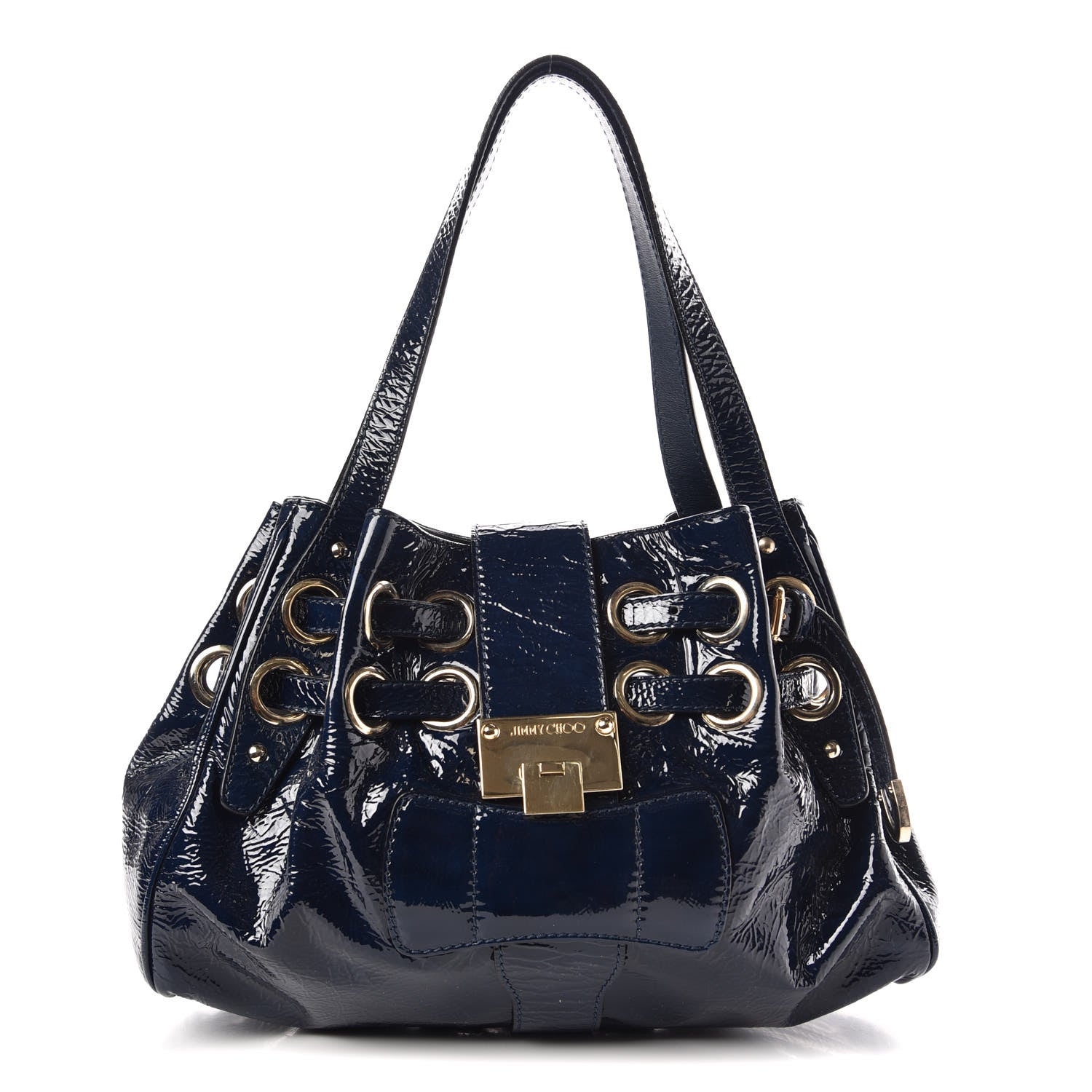Jimmy Choo Crushed Patent Riki Bag Blue 1 of 8