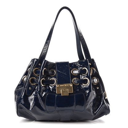 Jimmy Choo Crushed Patent Riki Bag Blue 1 of 8