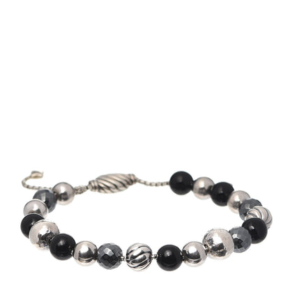 David Yurman Sterling Silver Black Onyx Hematite 8mm Elements Bead Bracelet 1 of 4