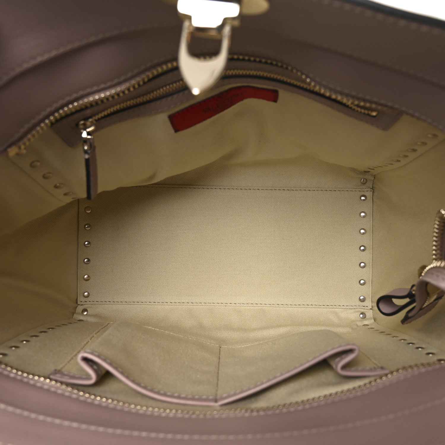 Valentino Garavani Vitello Small Rockstud Double Handle Tote Poudre 5 of 9