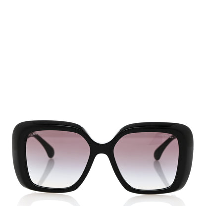 Chanel Acetate Enamel Heart Square Sunglasses 5518 Black 3 of 9