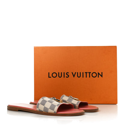 Louis Vuitton Damier Azur Lock It Flat Mule 40 Rose Clair 10 of 10