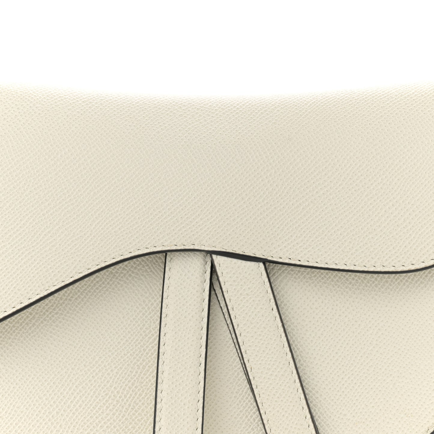 Grained Calfskin Saddle Bag White