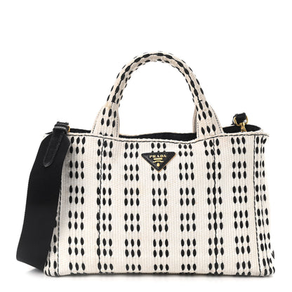 Prada Canapa Woven Tote White Black 1 of 11