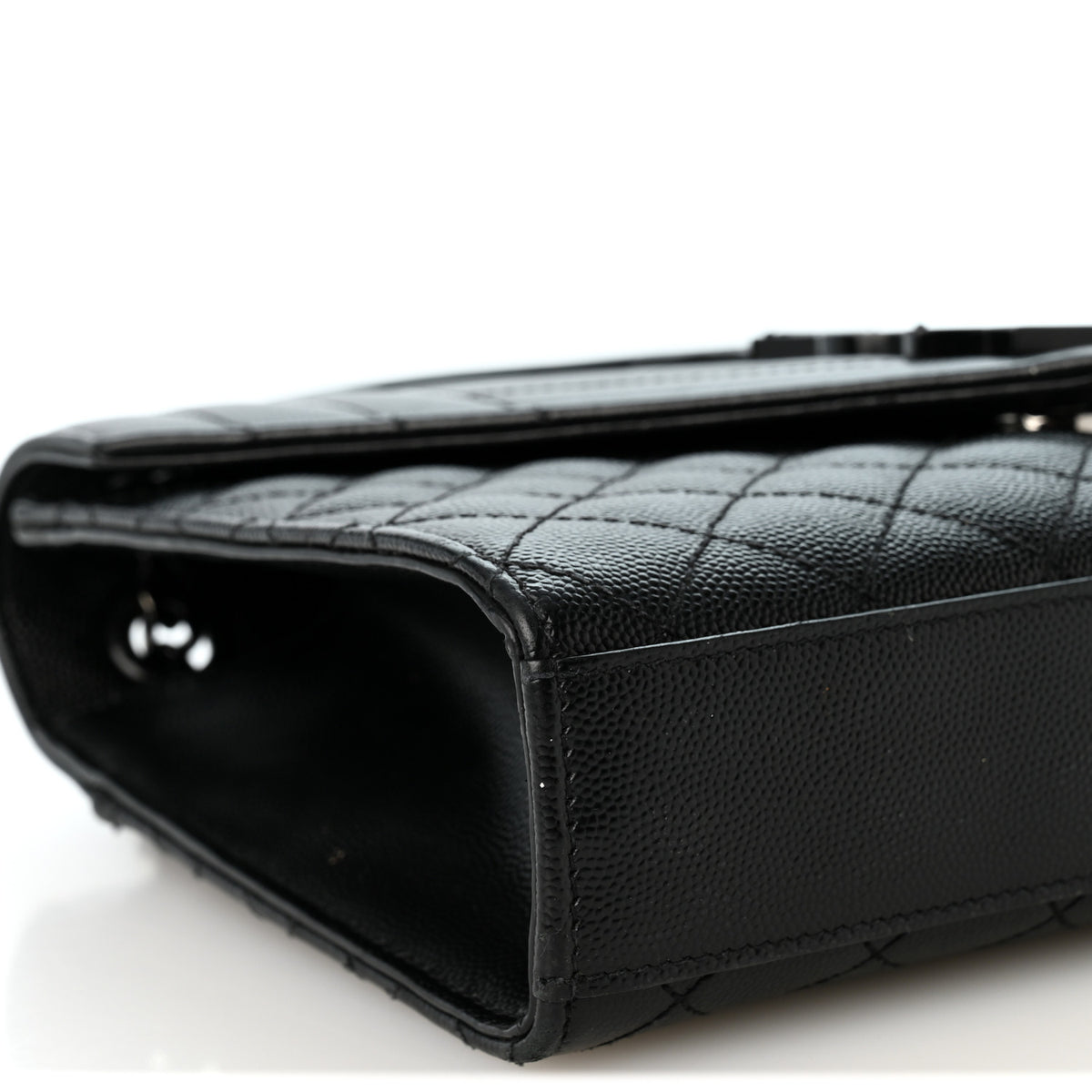 Saint Laurent Grain De Poudre Textured Mixed Matelasse Triquilt Medium Monogram Monochrome Satchel Black 8 of 10