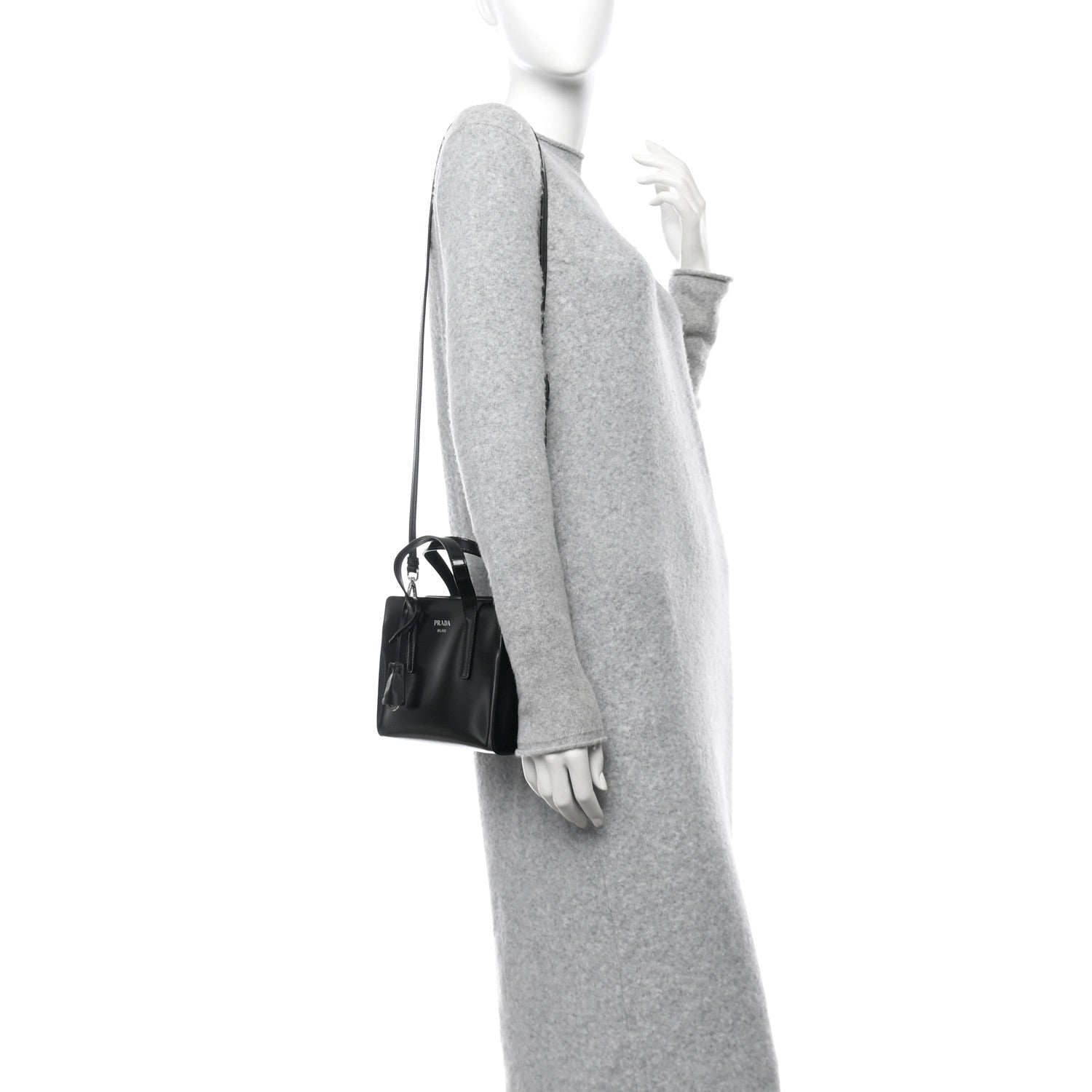 Prada Spazzolato Mini Re-Edition 1995 Double Handle Handbag Black 2 of 11