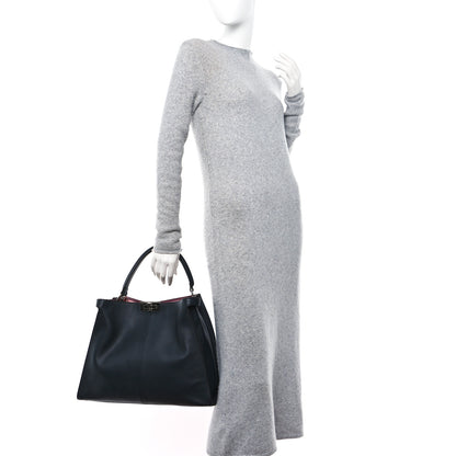 Fendi Vitello Seta Century Large Peekaboo X-Lite Black Notte Flamingo 2 of 16