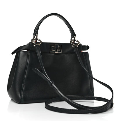 Fendi Nappa Karung Monster Eyes Mini Peekaboo Iconic Satchel Black Papavero 3 of 13