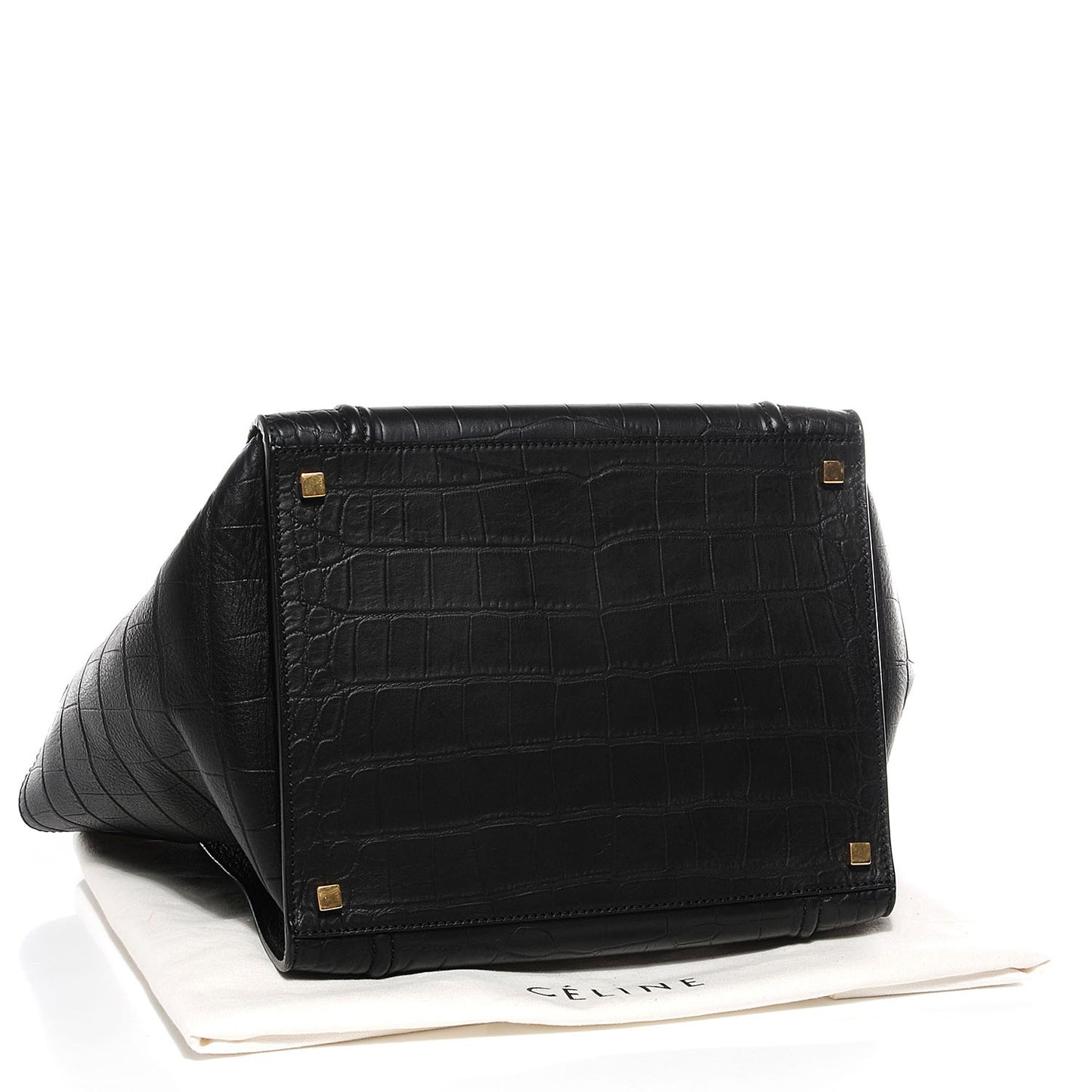 Crocodile Embossed Medium Phantom Luggage Black