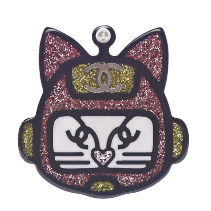 Chanel Resin Emoji Robot Cat Brooch Pink Yellow 1 of 5