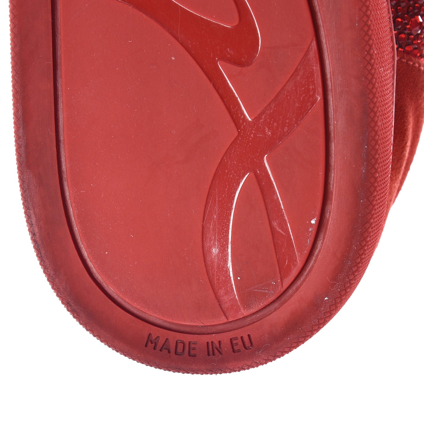 Veau Velours Strass Mens Louis Flat Sneakers 41 Red