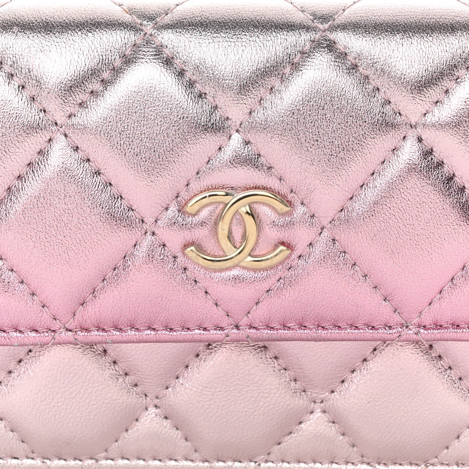 Chanel Gradient Metallic Lambskin Quilted Flap Chain Belt Bag Gold Pink 9 of 14