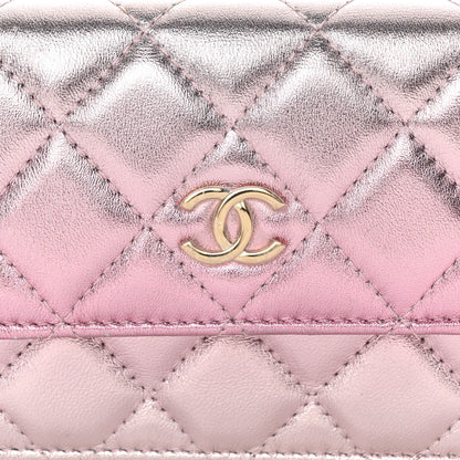 Chanel Gradient Metallic Lambskin Quilted Flap Chain Belt Bag Gold Pink 9 of 14
