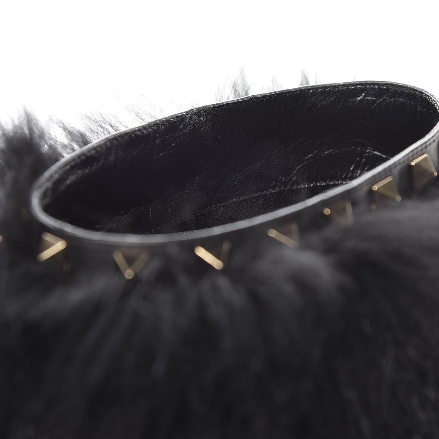 Calfskin Fox Fur Rockstud Winter Boots 40.5 Black