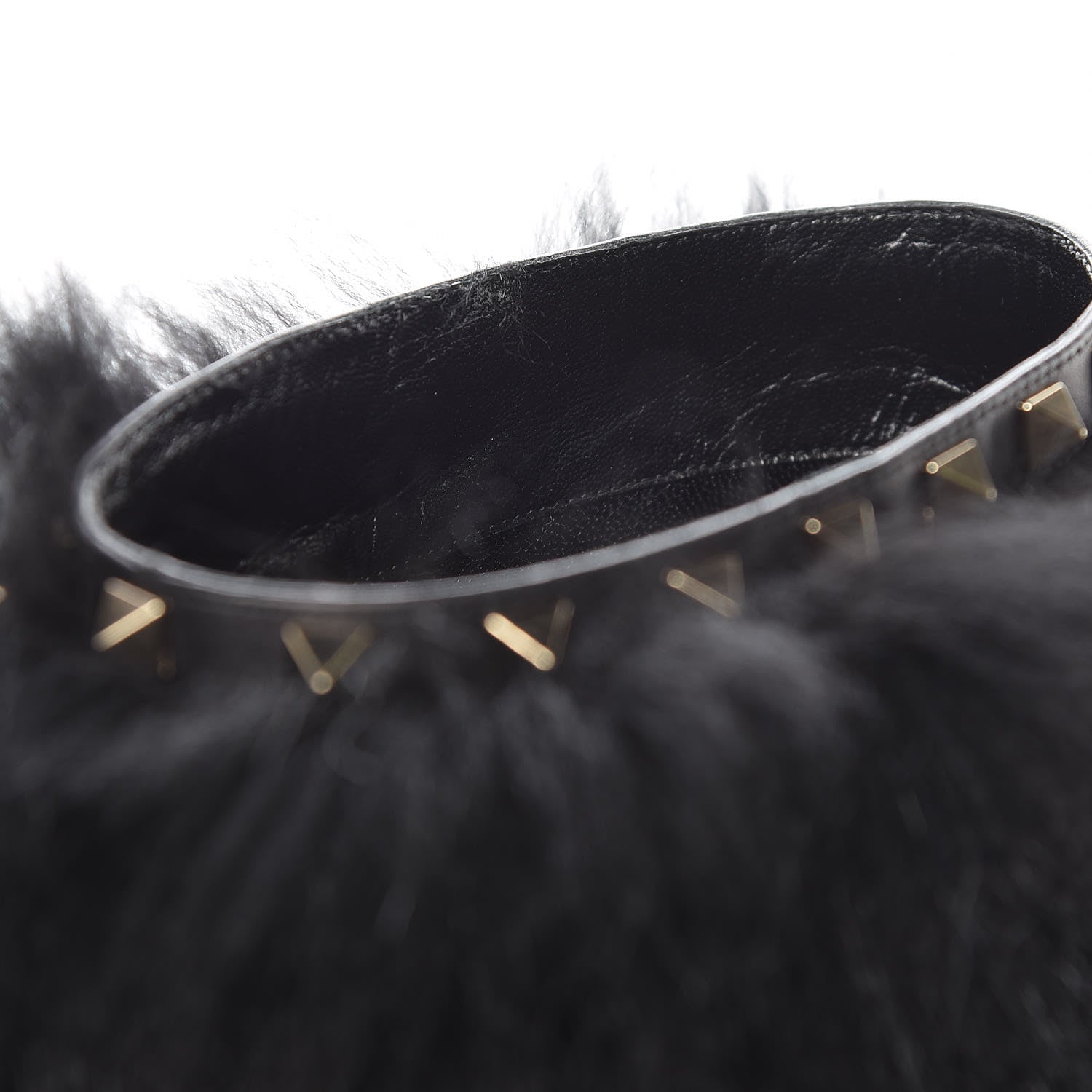 Valentino Garavani Calfskin Fox Fur Rockstud Winter Boots 40.5 Black 10 of 14