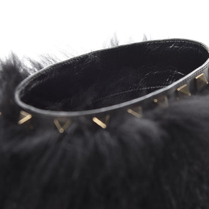 Valentino Garavani Calfskin Fox Fur Rockstud Winter Boots 40.5 Black 10 of 14