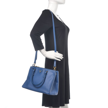 Prada Saffiano Small Galleria Double Zip Tote Bluette 3 of 22