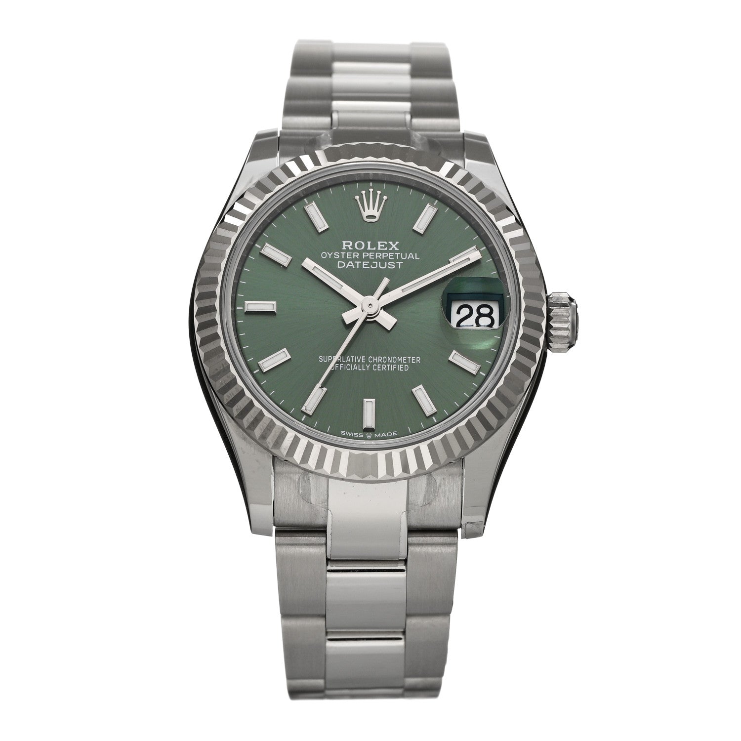 Rolex Stainless Steel 18K White Gold 31mm Oyster Perpetual Datejust Watch Mint Green 278274 1 of 5