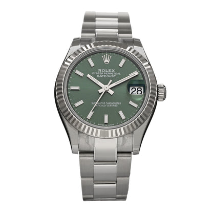 Rolex Stainless Steel 18K White Gold 31mm Oyster Perpetual Datejust Watch Mint Green 278274 1 of 5