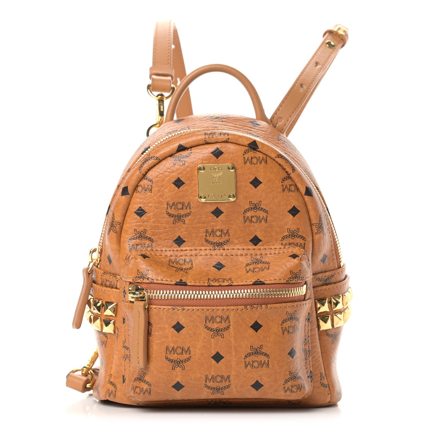 MCM Visetos Side Stud Mini Stark Backpack Cognac 1 of 8