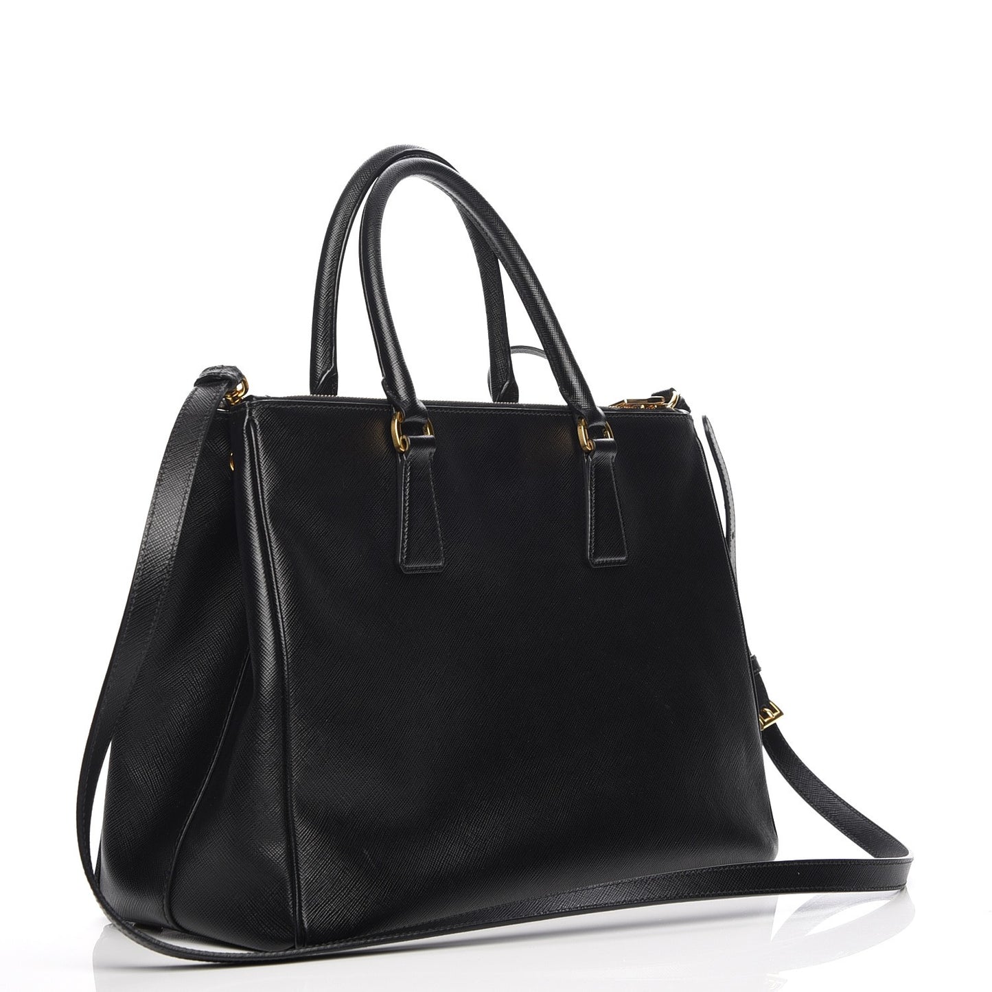 Saffiano Medium Galleria Double Zip Tote Black
