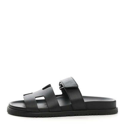 Hermes Calfskin Womens Chypre Sandals 39 Black 1 of 11