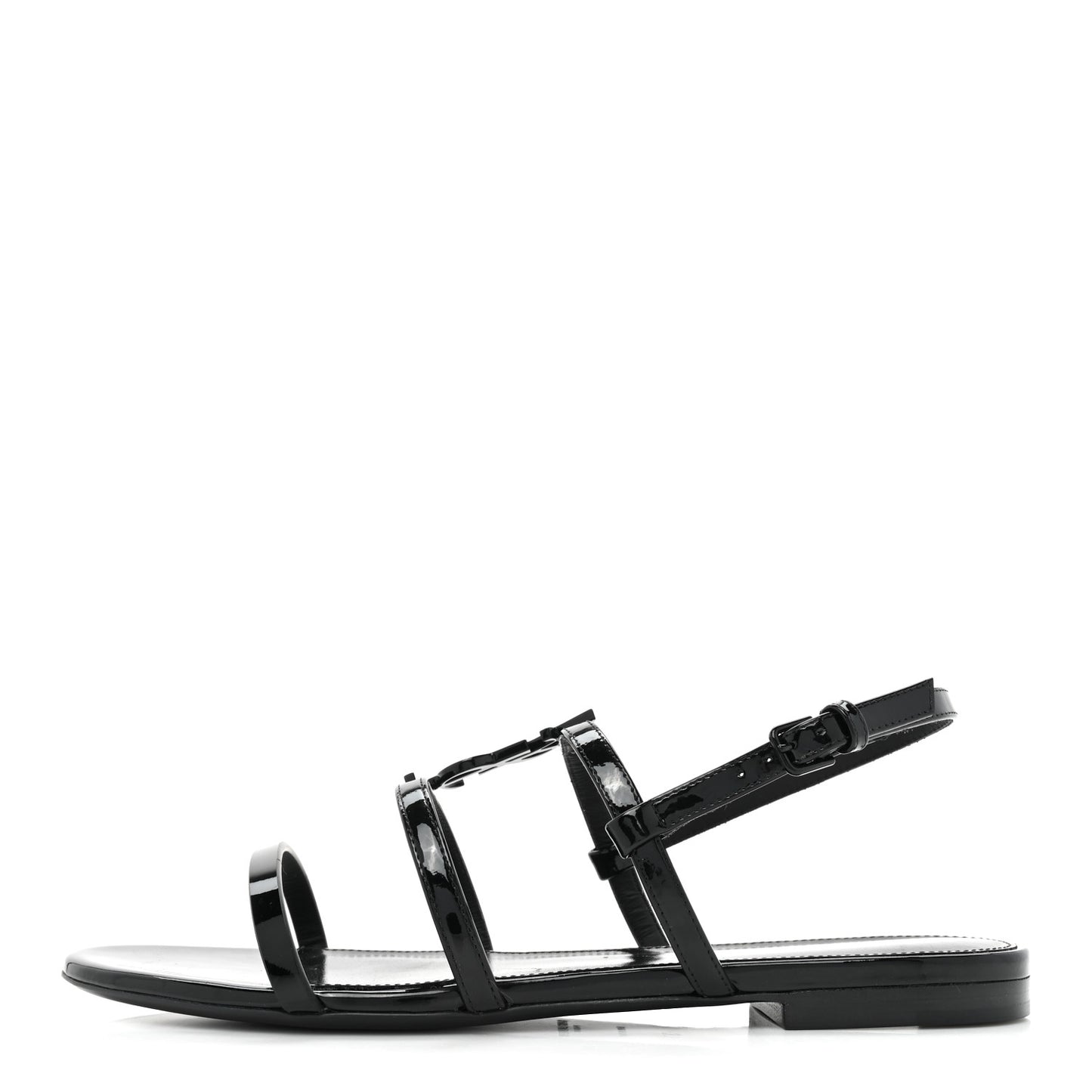Patent Calfskin Cassandra Monogram Sandals 37 Black