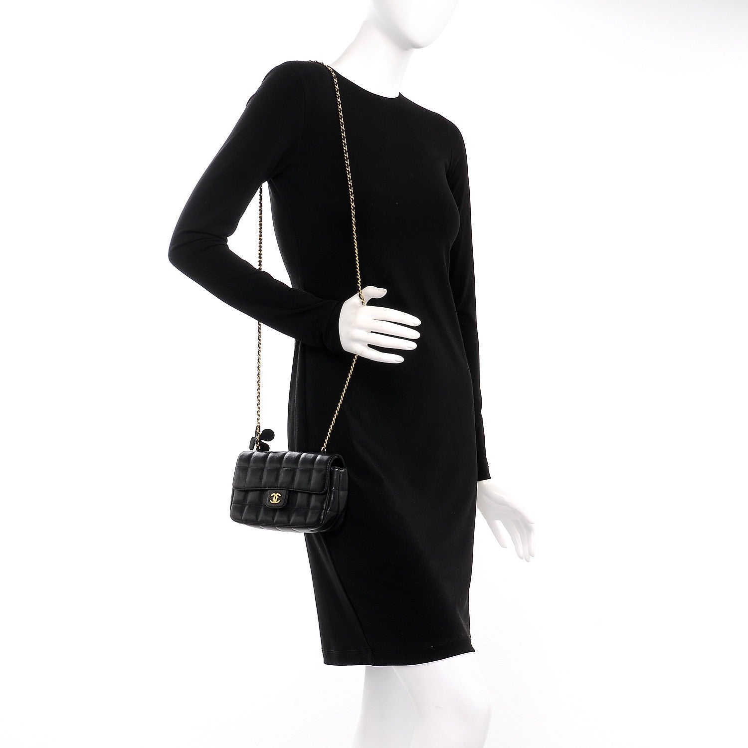 Chanel Lambskin Quilted Mini Chocolate Bar Camellia Flap Black 2 of 8