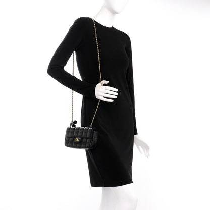 Chanel Lambskin Quilted Mini Chocolate Bar Camellia Flap Black 2 of 8