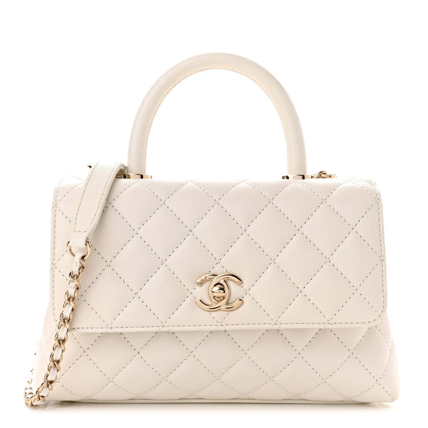Chanel Caviar Quilted Mini Coco Handle Flap White 1 of 9